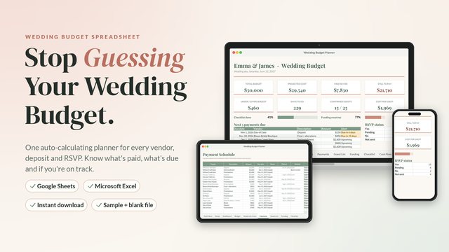 Plan the whole wedding budget in one spreadsheet preview